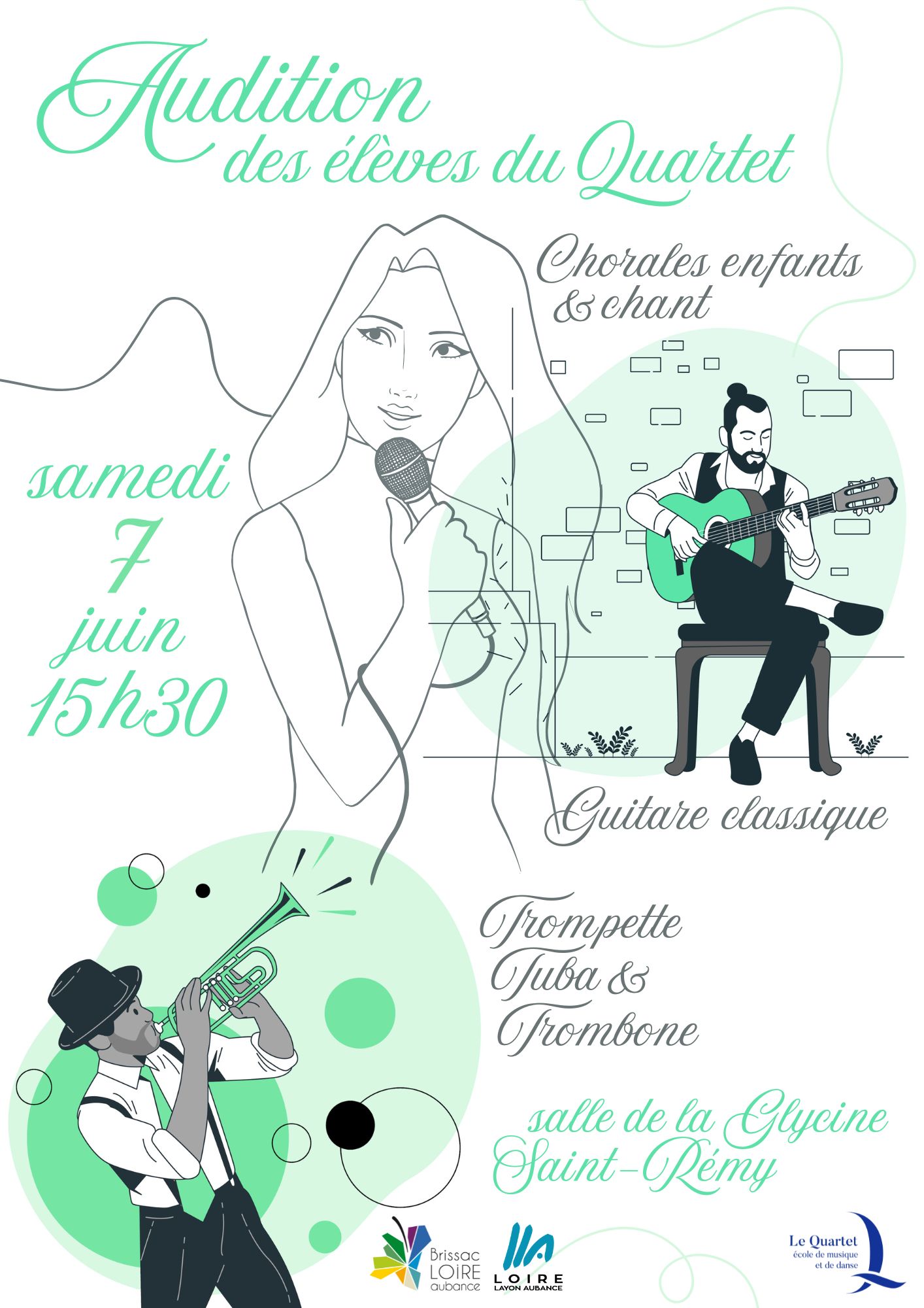 Audition des classes de chant, cuivres et guitare classique